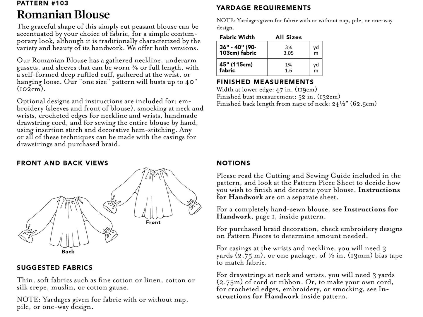 Folkwear 103 Romanian Blouse