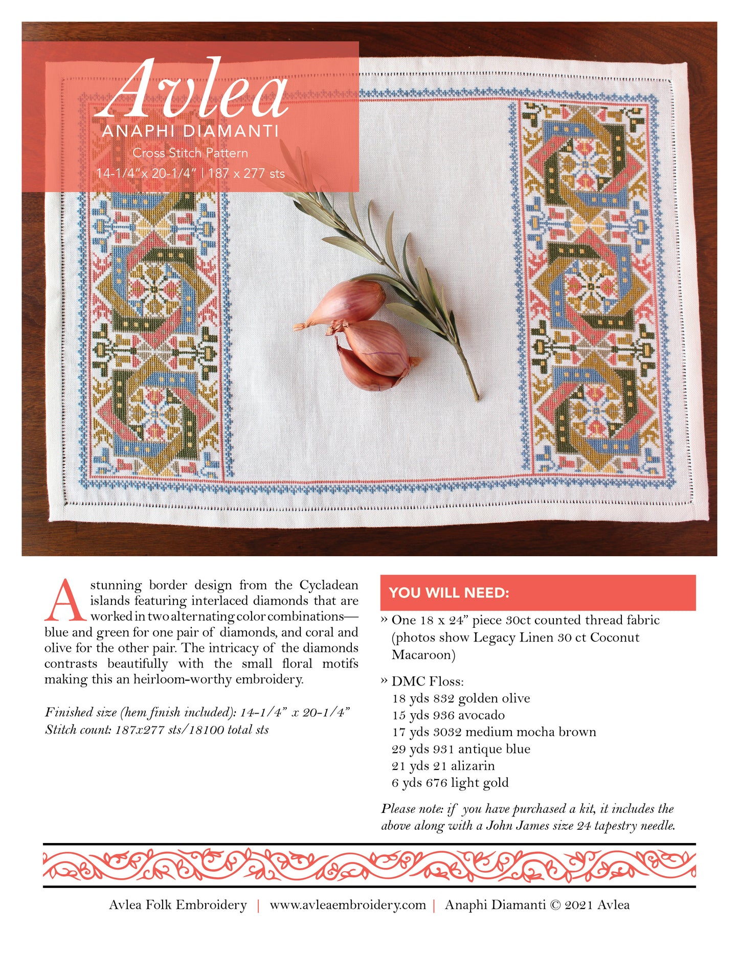 Anafi Diamanti cross stitch folk embroidery PDF pattern