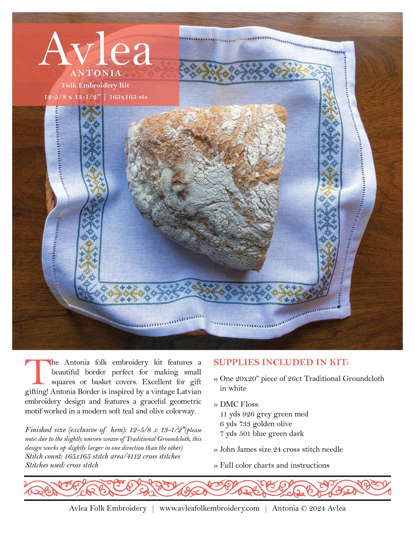 Antonia folk embroidery PDF pattern