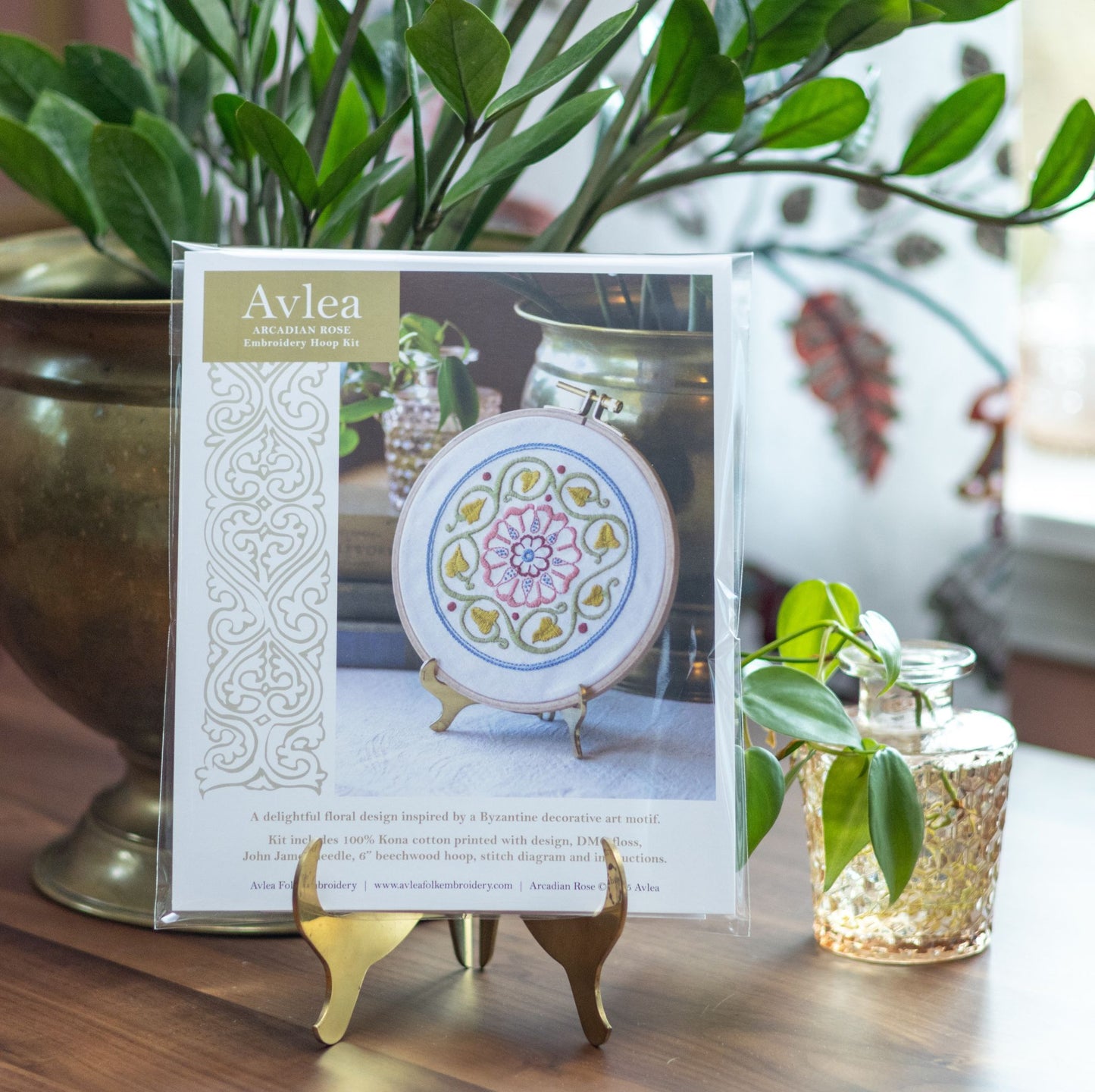 Arcadian Rose embroidery hoop kit