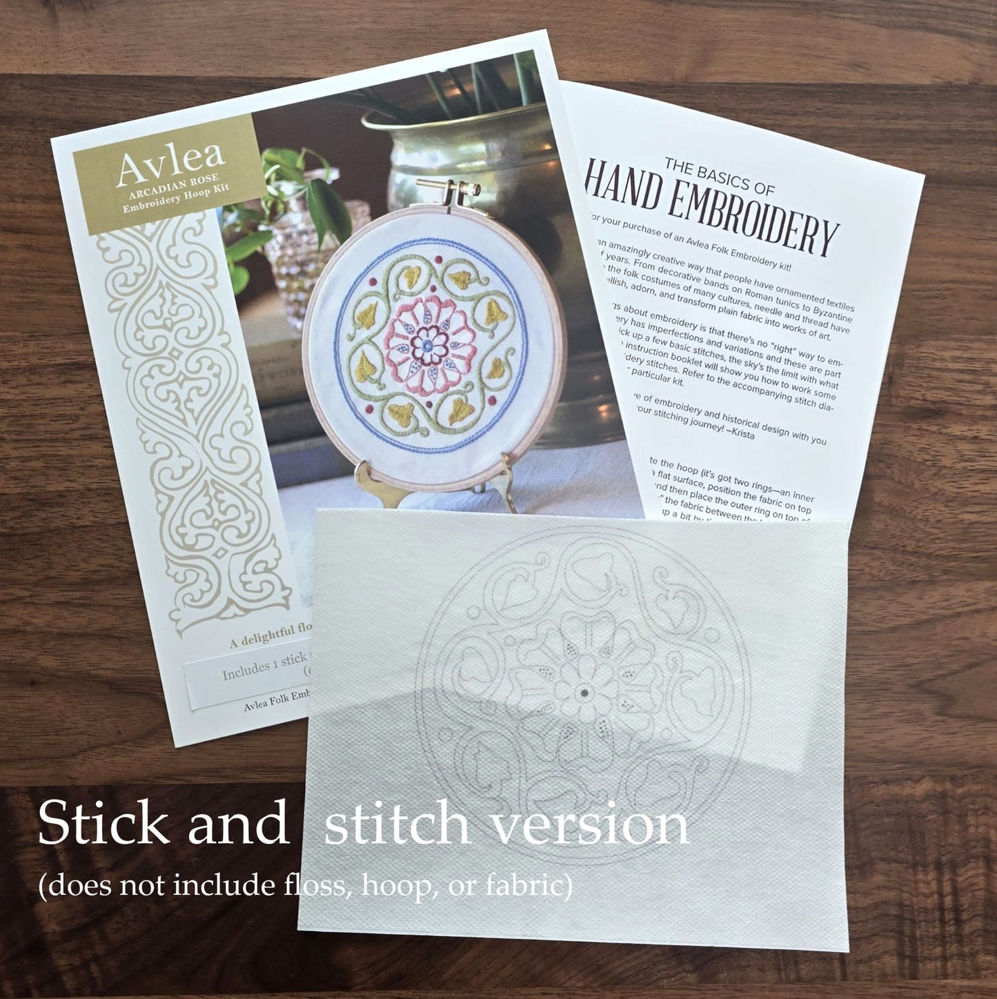 Arcadian Rose embroidery hoop kit or transfer