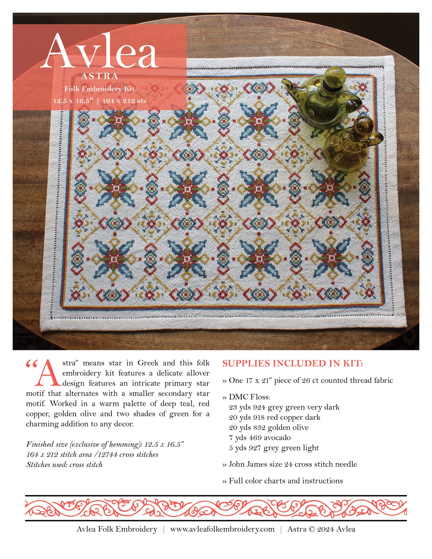 Astra cross stitch folk embroidery PDF pattern