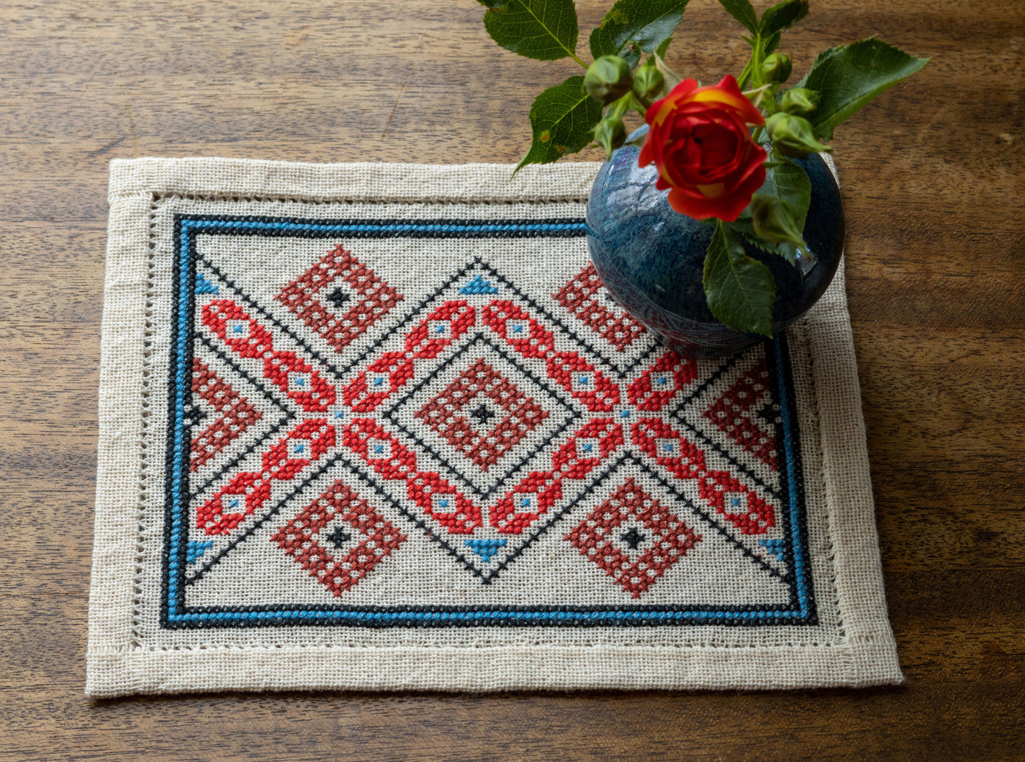 small folk embroidery with balkan design