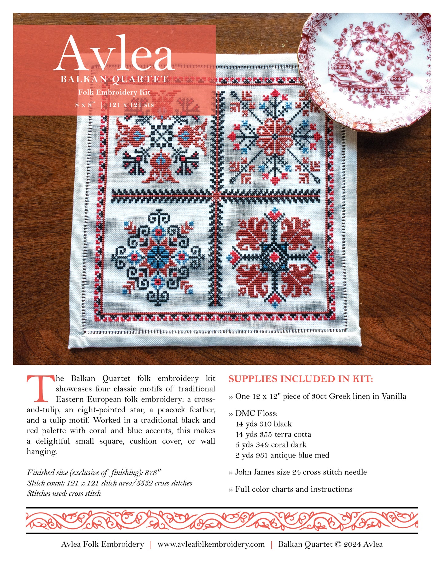 Balkan Quartet cross stitch folk embroidery kit