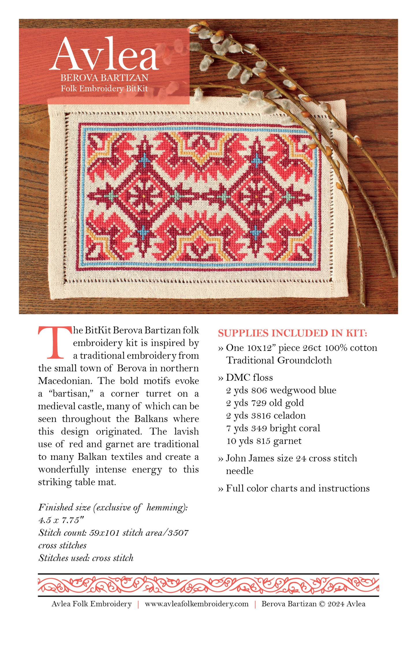 BitKit Berova Bartizan cross stitch folk embroidery kit