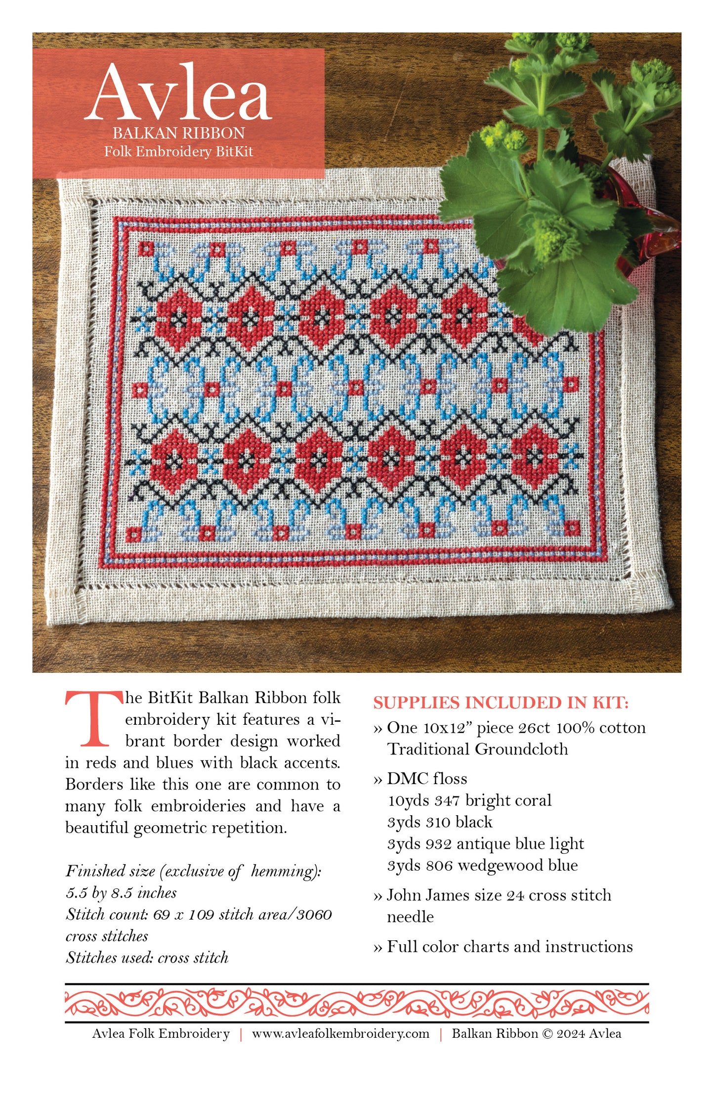 BitKit Balkan Ribbon folk embroidery PDF pattern