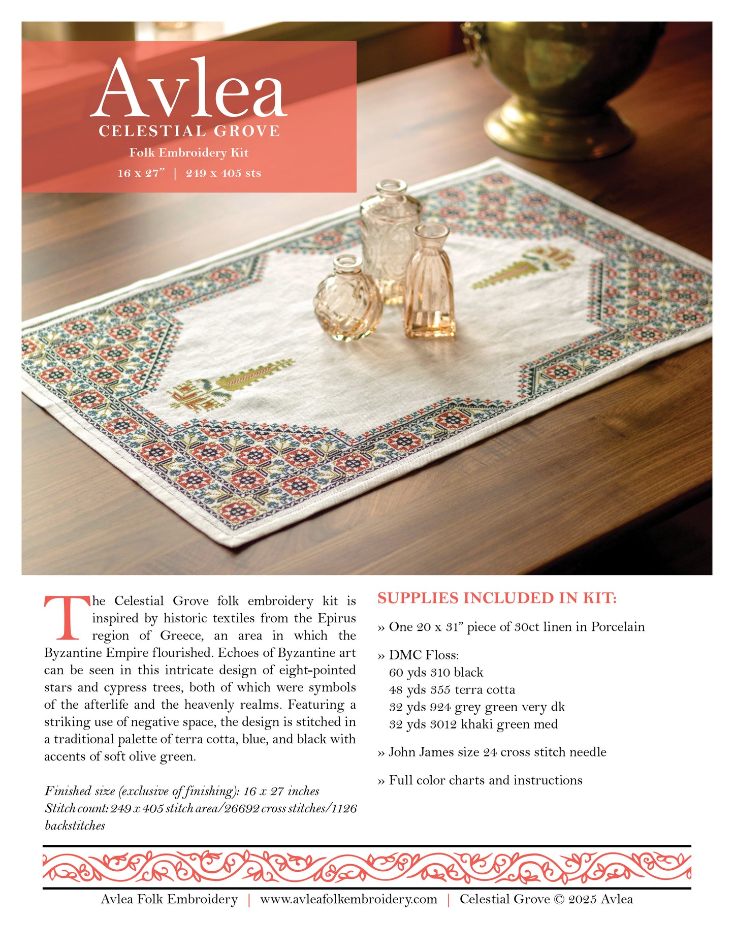 "NEW! Celestial Grove cross stitch folk embroidery PDF pattern