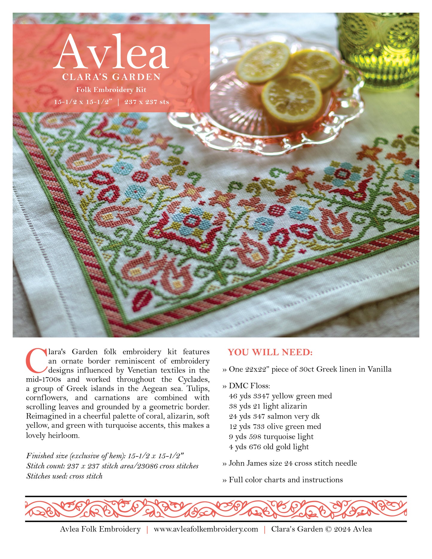 Clara's Garden folk embroidery kit