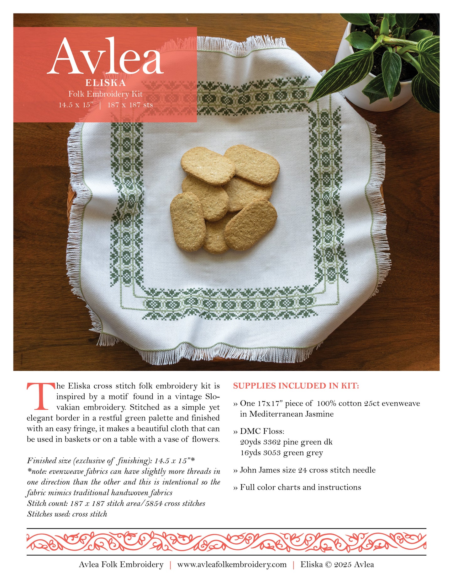 "NEW! Eliska cross stitch folk embroidery kit