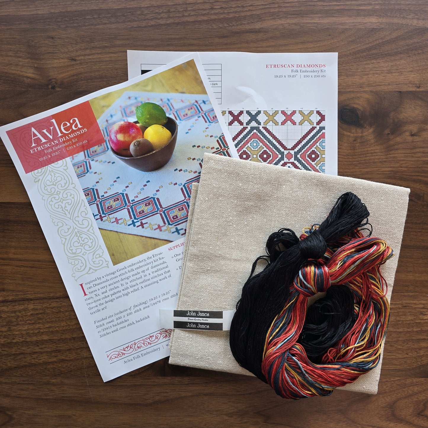 Etruscan Diamonds cross stitch folk embroidery kit