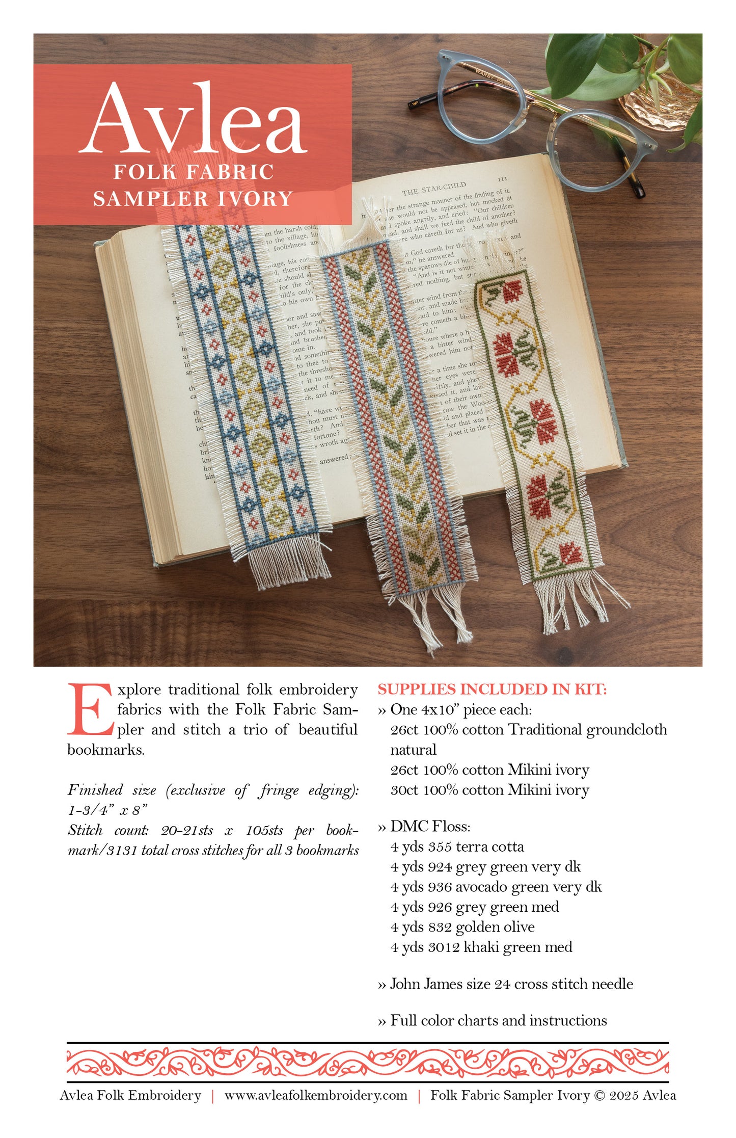 "NEW! Folk Fabric Sampler Ivory cross stitch PDF pattern