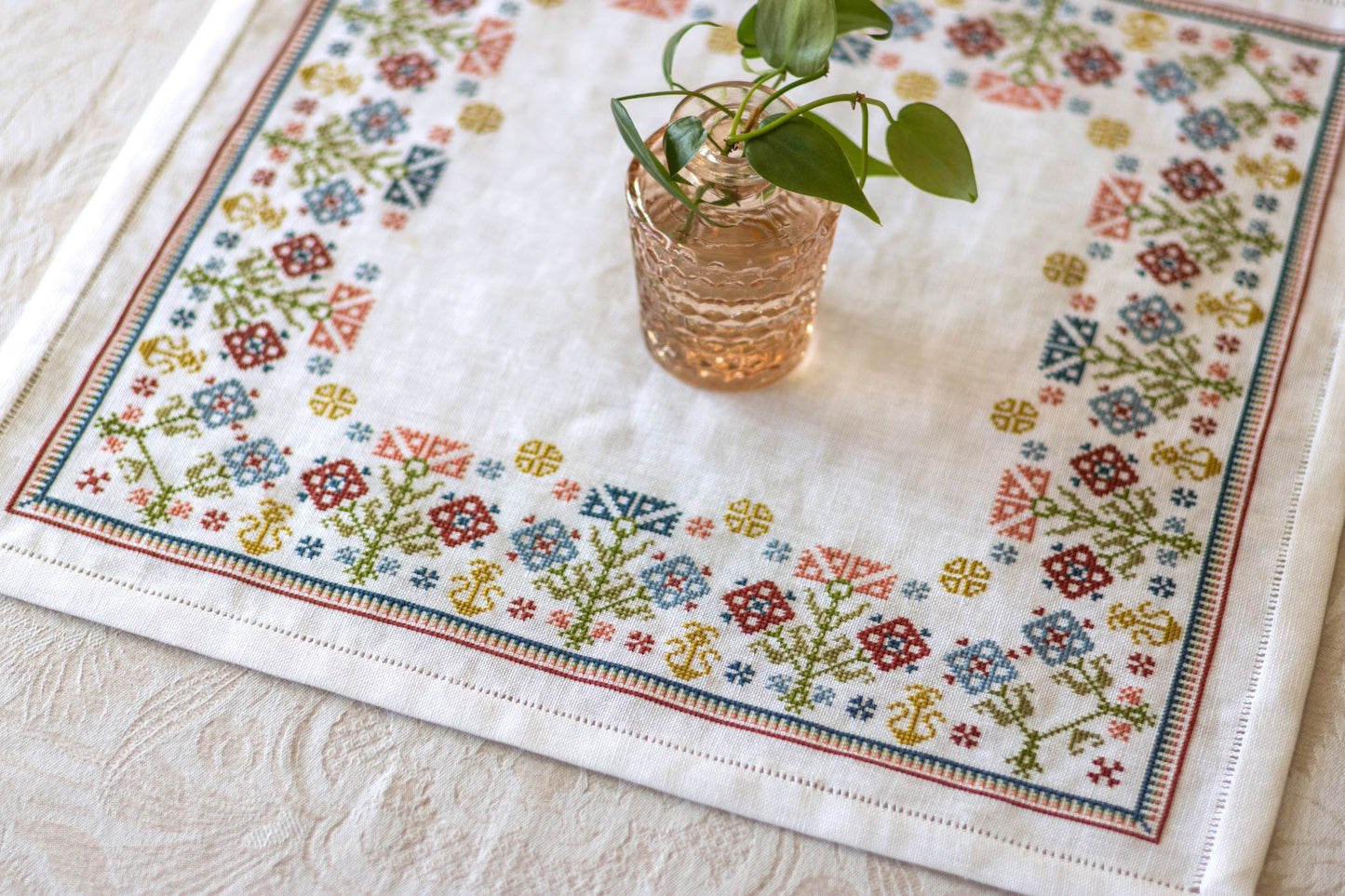 Ionian Floral cross stitch folk embroidery kit