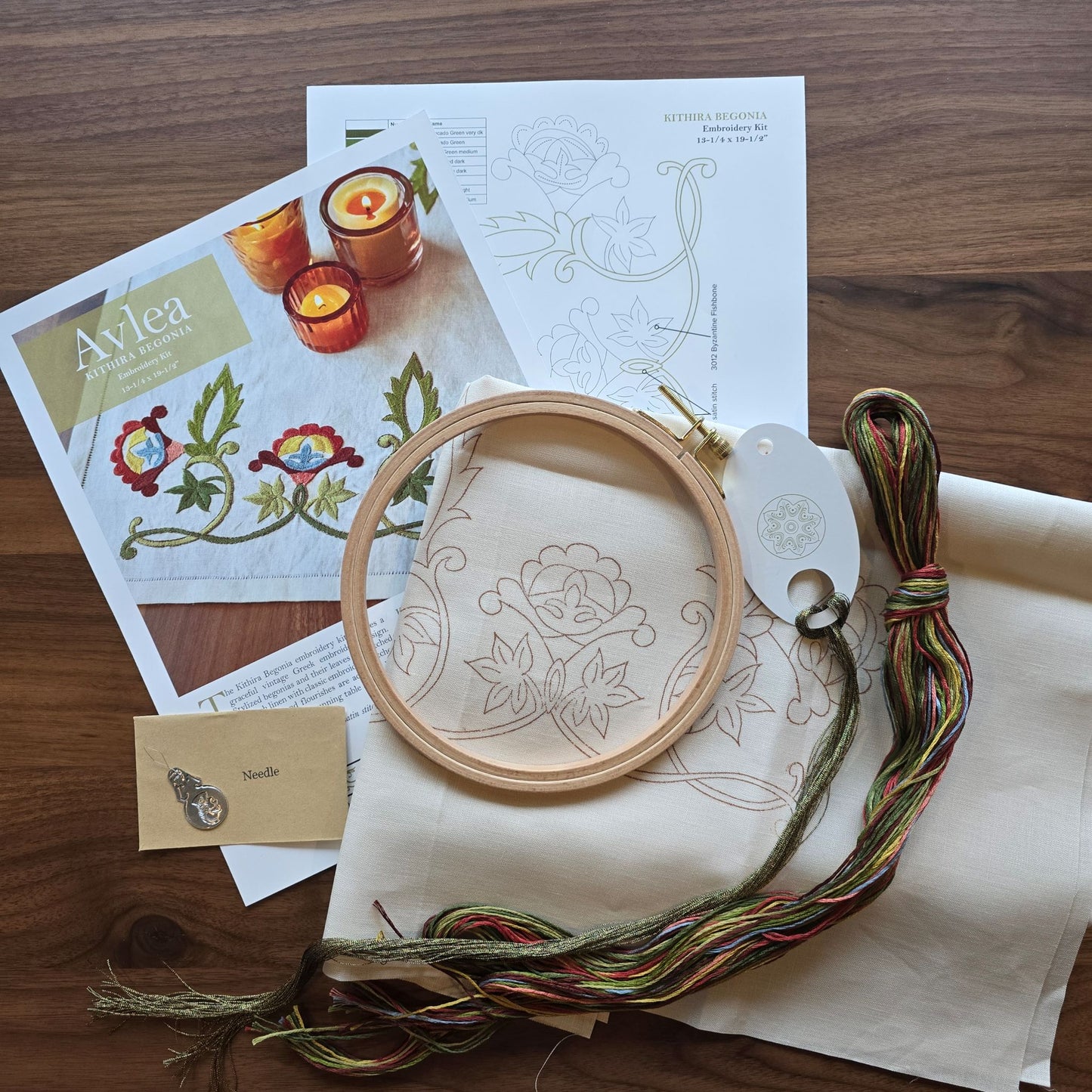 NEW! Kithira Begonia table runner embroidery kit