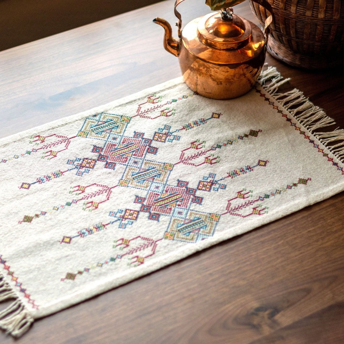 folk embroidery with design from crete greece