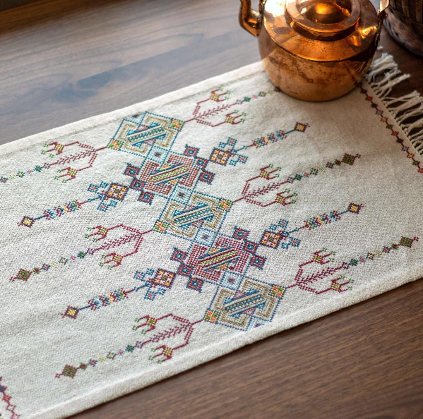 folk embroidery with design from crete greece