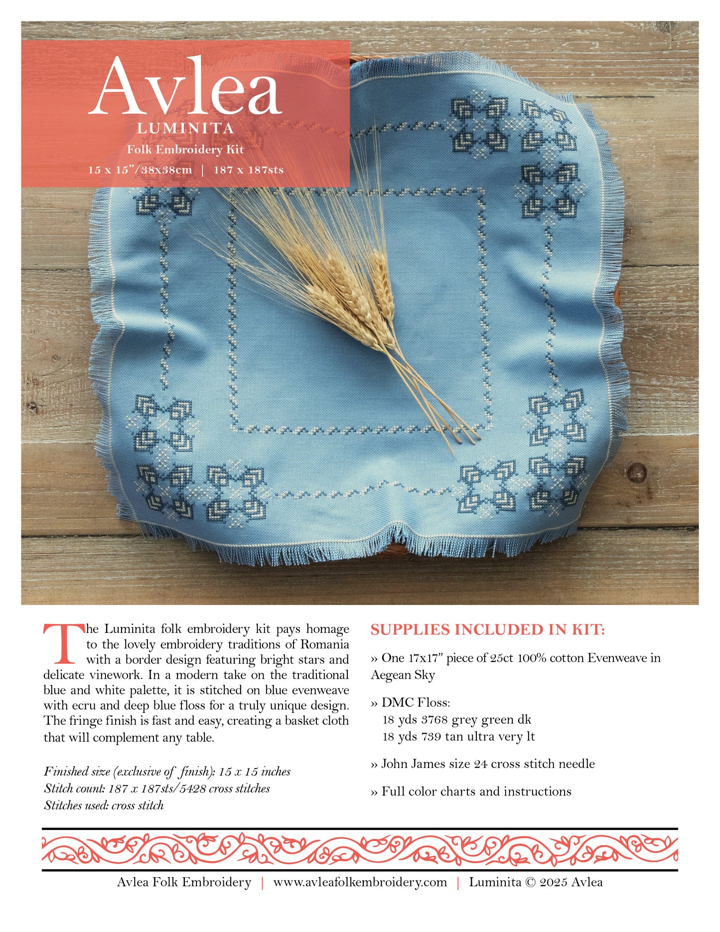 Luminita cross stitch folk embroidery PDF pattern