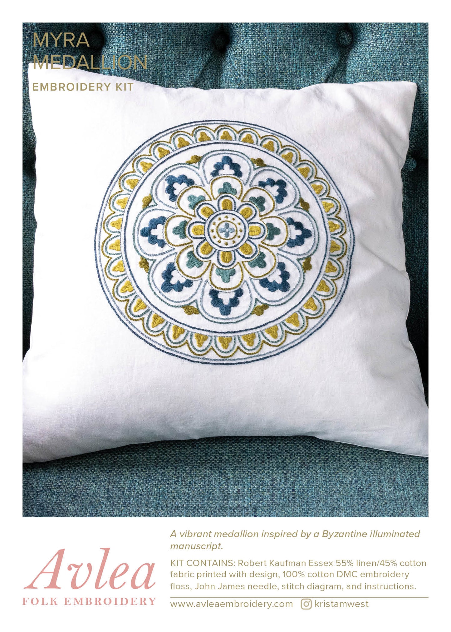 SALE Myra Medallion embroidery cushion kit