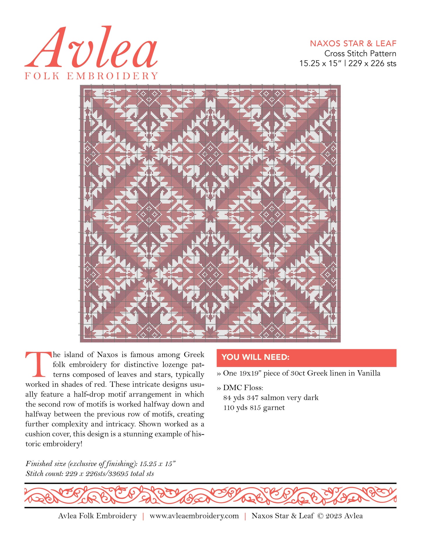 Naxos Stars cross stitch folk embroidery PDF pattern