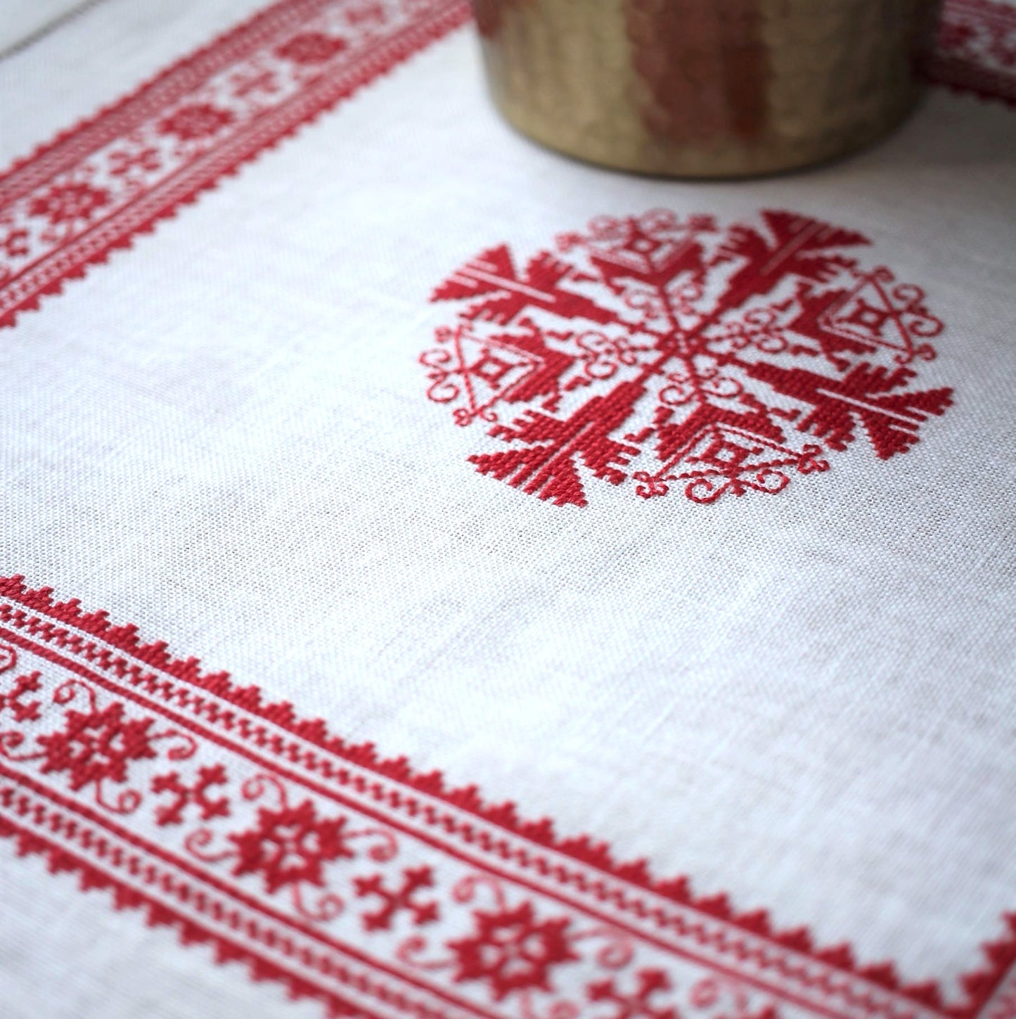 folk embroidery for easter basket cloth