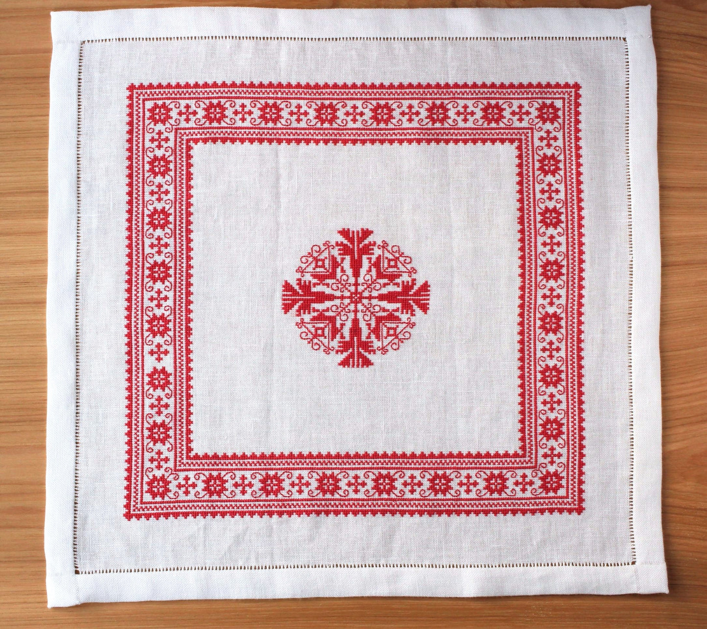 folk embroidery for easter basket cloth