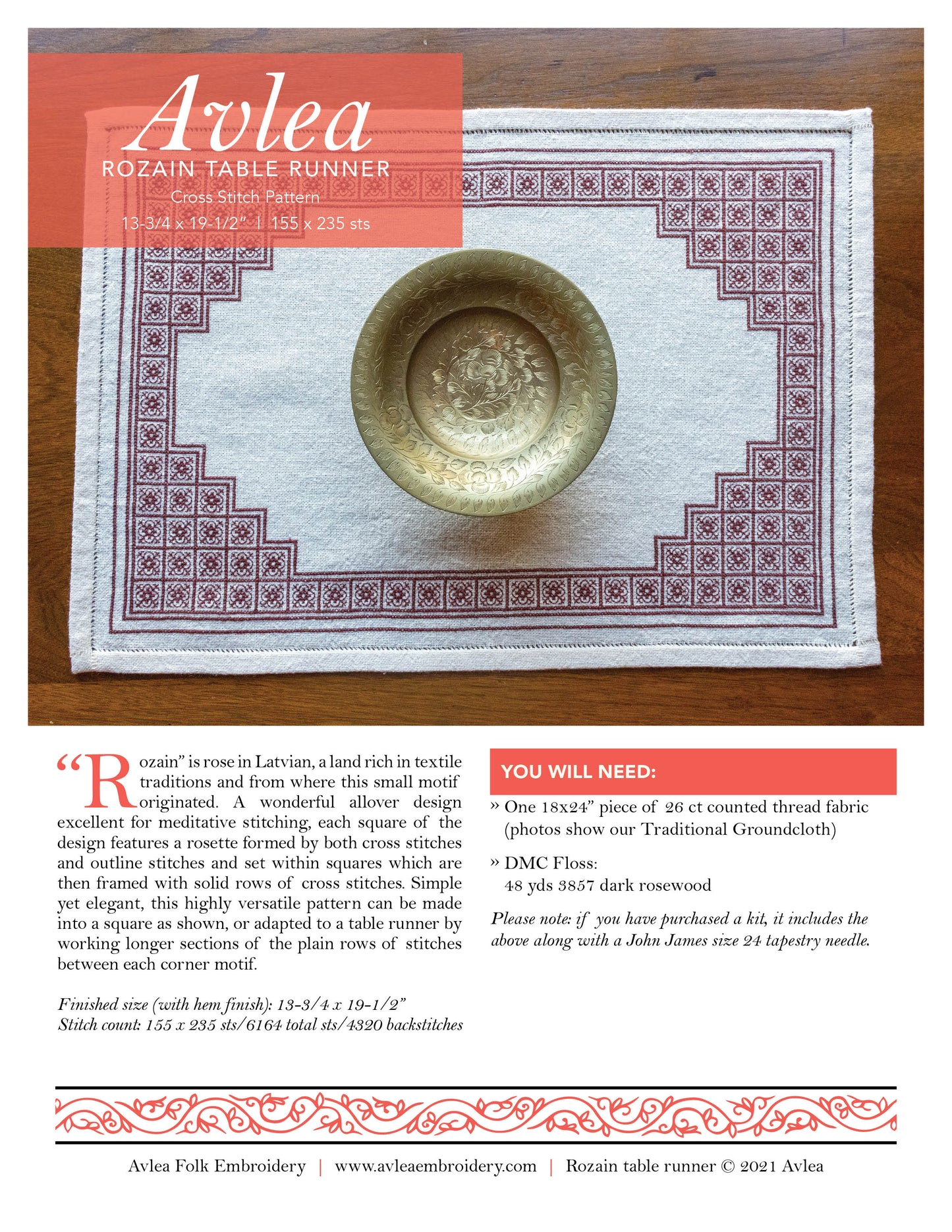 Rozain folk embroidery PDF pattern