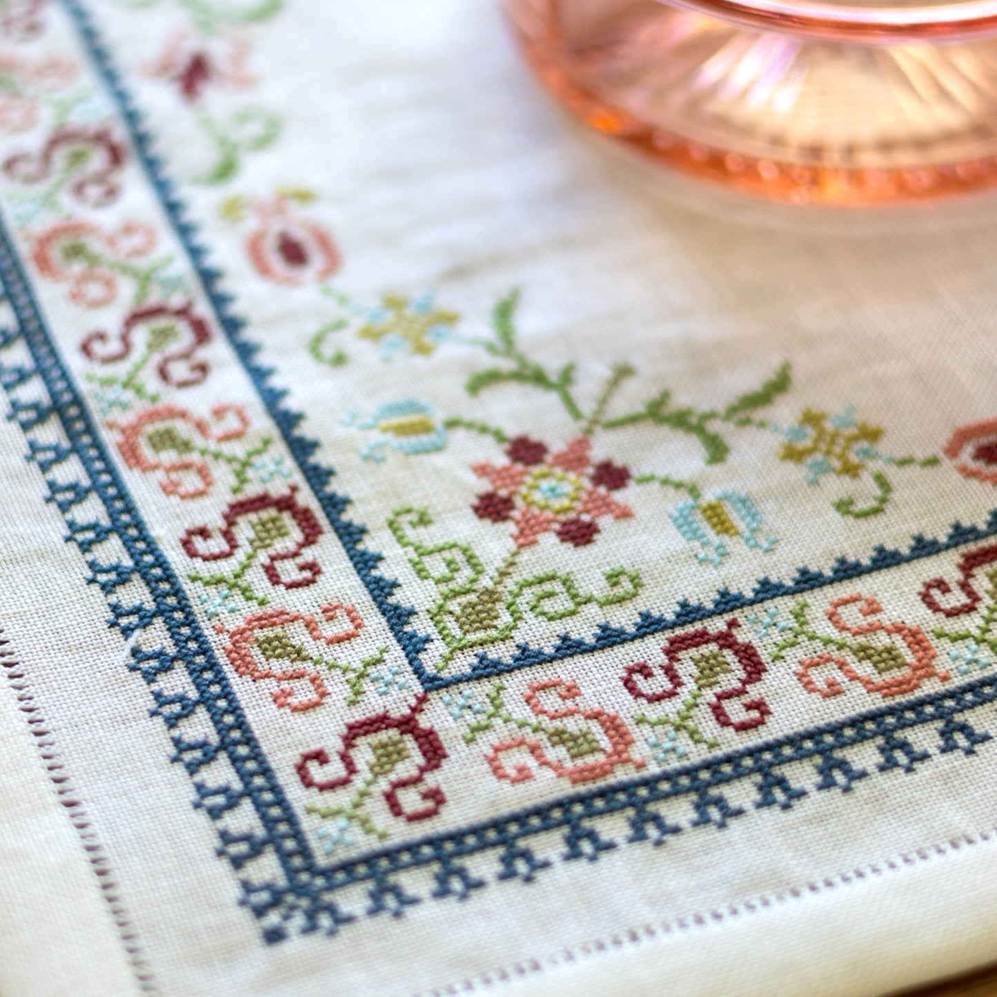 Santorini Floral cross stitch folk embroidery kit