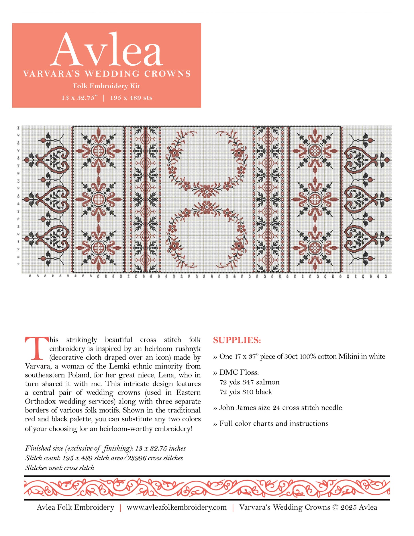 "NEW! Varvara's Wedding Crowns cross stitch folk embroidery PDF pattern
