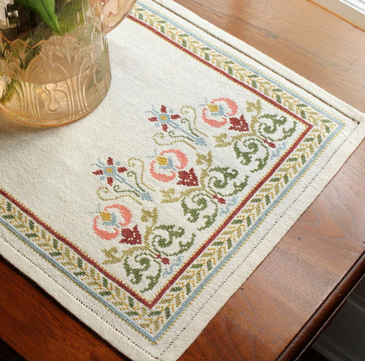 Arcadian Peony table runner folk embroidery kit