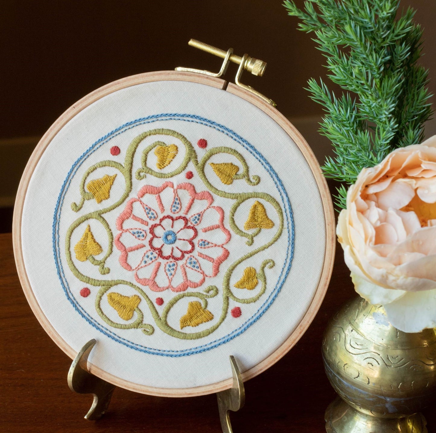 Arcadian Rose embroidery hoop kit