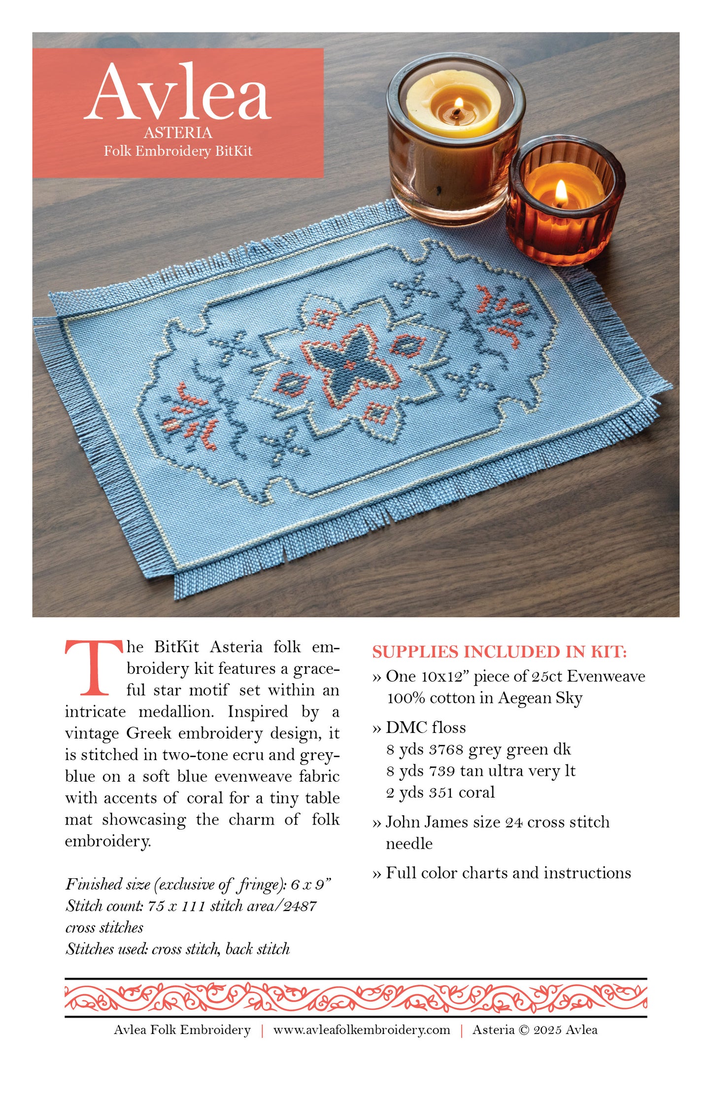 BitKit Asteria cross stitch folk embroidery kit