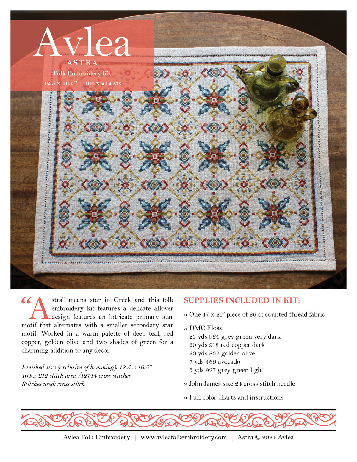 Astra cross stitch folk embroidery PDF pattern – Avlea Folk Embroidery
