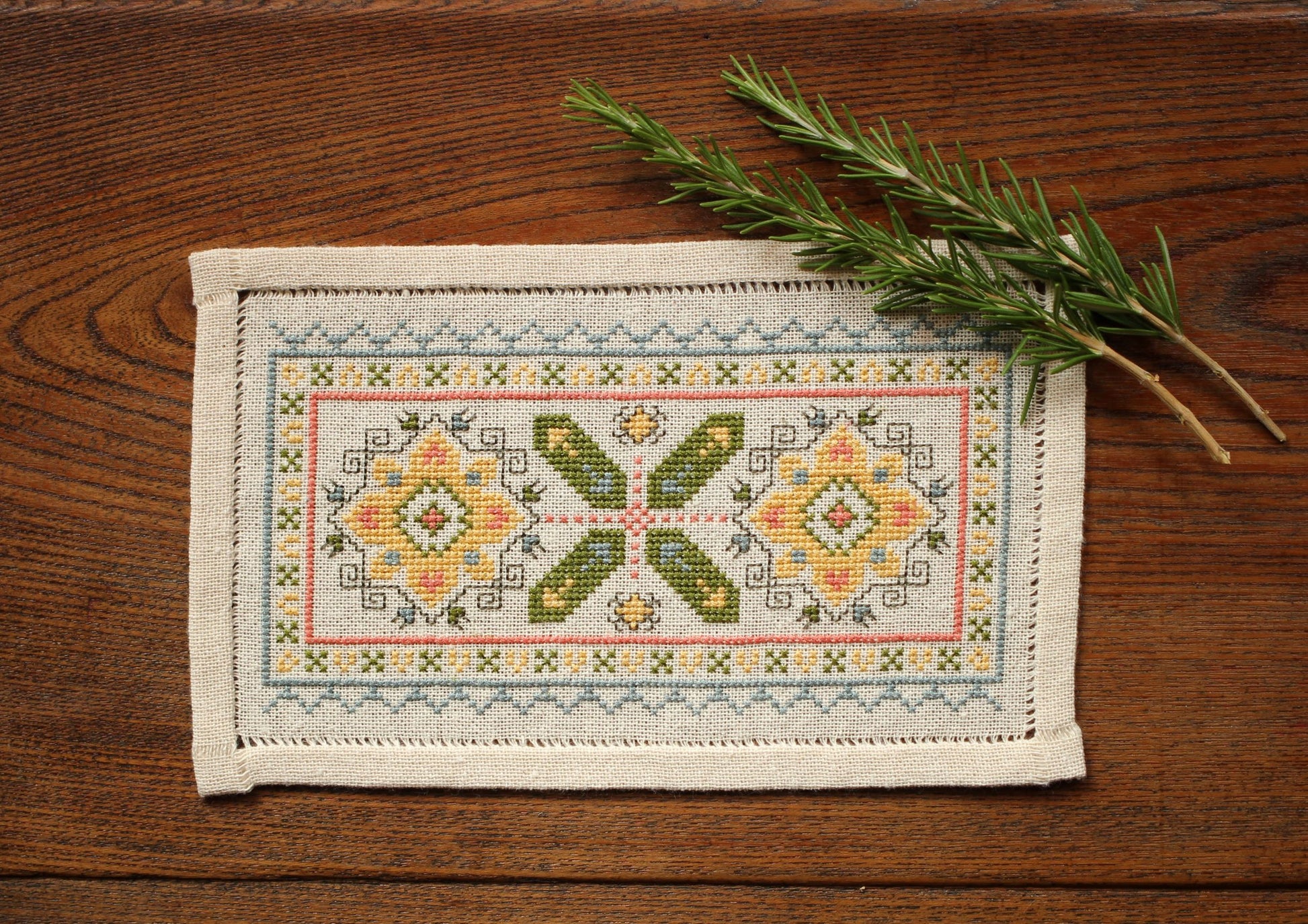 Greek fok embroidery with yellow sunflowers