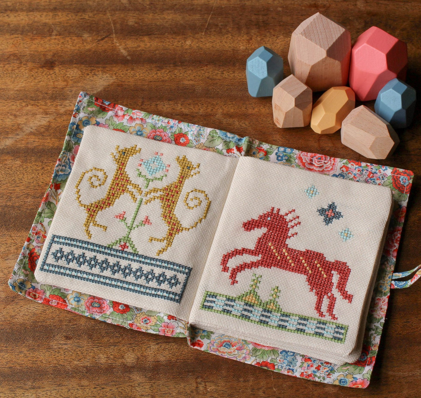 folk embroidery quiet book with animals