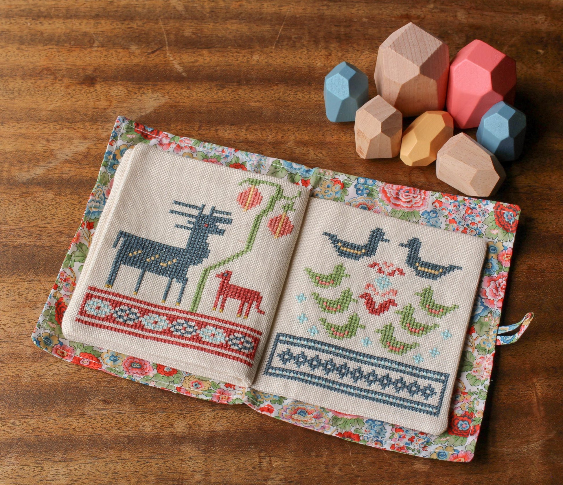 folk embroidery quiet book with animals