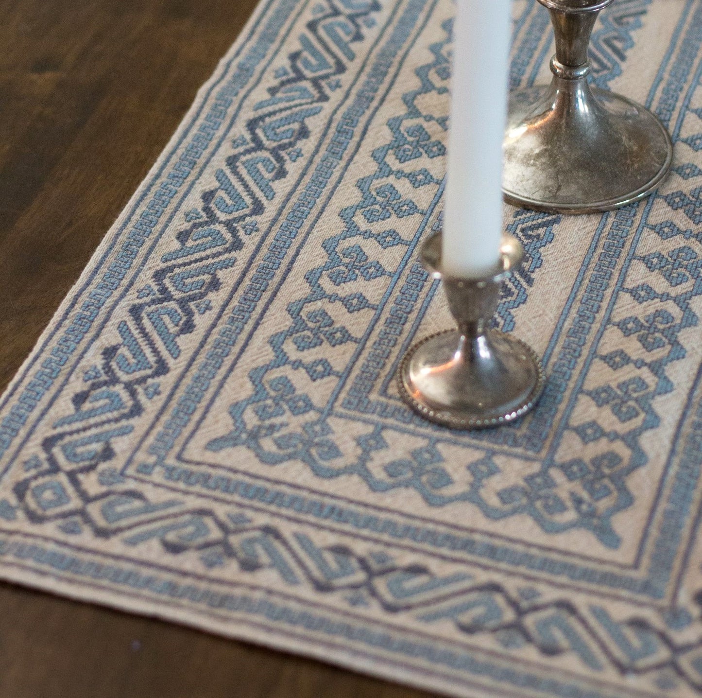 Byzantine Scroll and Meander Blue cross stitch folk embroidery kit