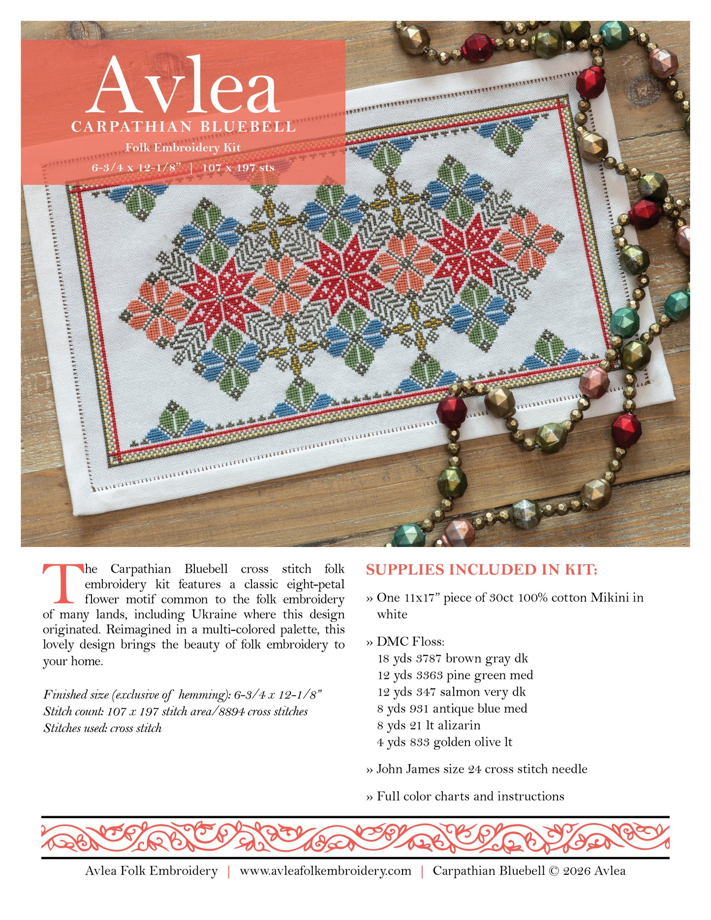 Avlea Folk Embroidery cross stitch pattern Carpathian Bluebell cover image