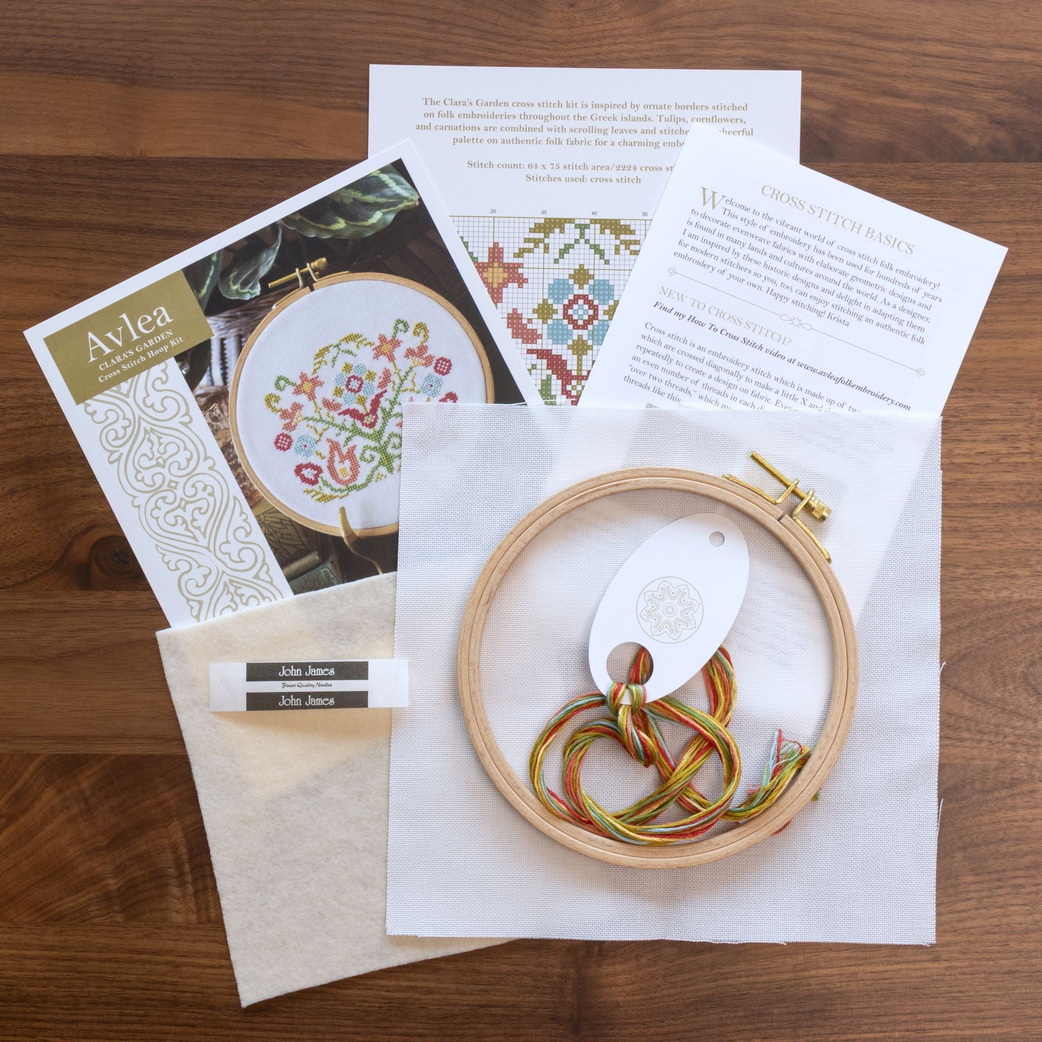 Clara's Garden cross stitch hoop kit – Avlea Folk Embroidery