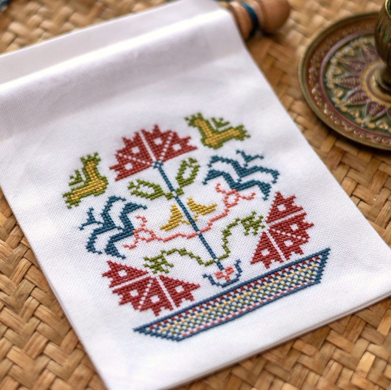 'NEW! Corfu Wildflowers Mini Wall Hanging Cross Stitch Kit