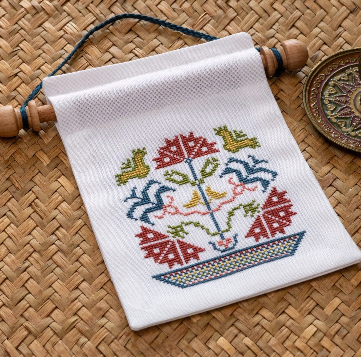 'NEW! Corfu Wildflowers Mini Wall Hanging Cross Stitch Kit
