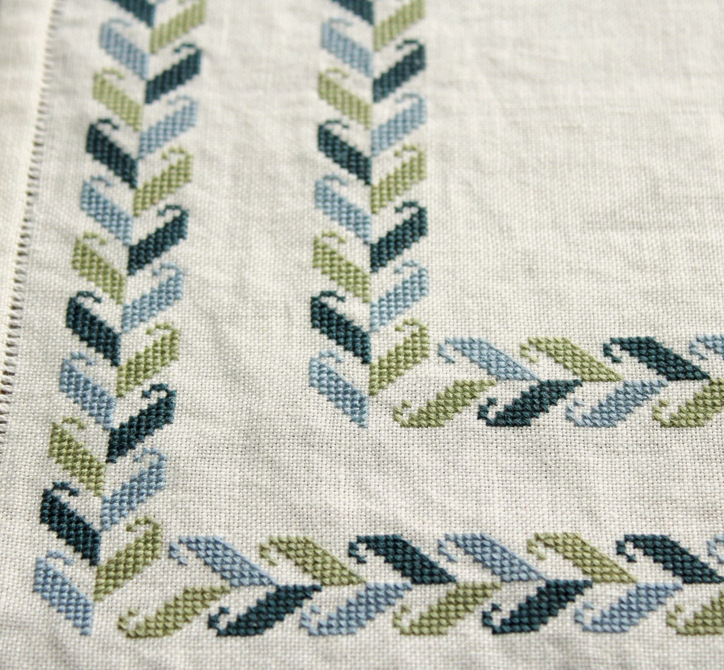 folk embroidery with laurel leaves design