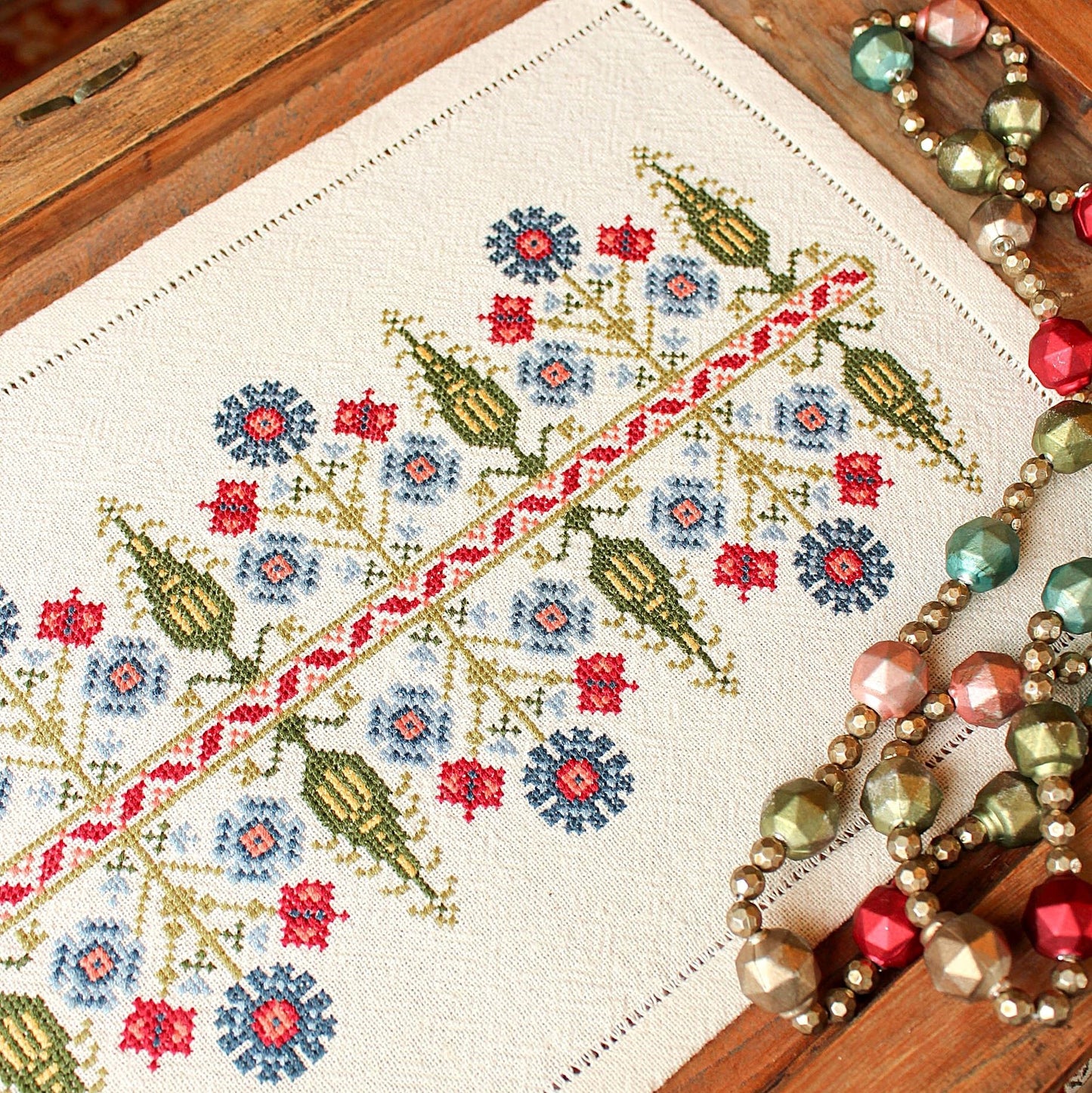 Delphian Cornflower cross stitch folk embroidery kit