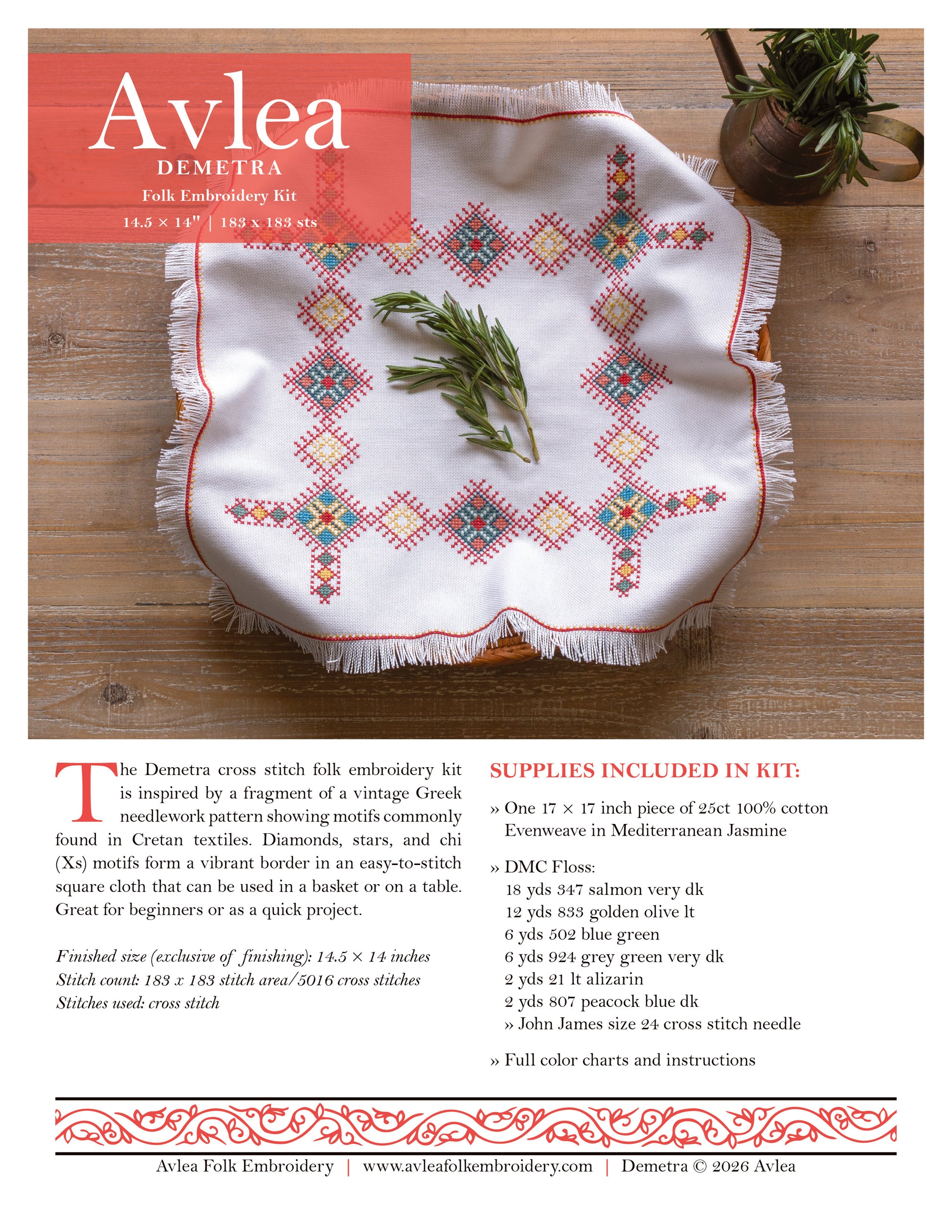 Avlea Folk Embroidery cross stitch folk embroidery pattern cover
