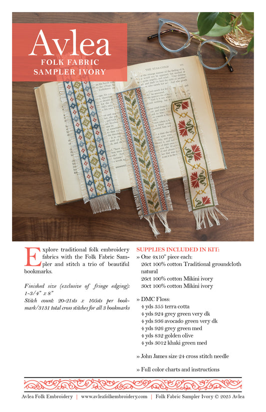 "NEW! Folk Fabric Sampler Ivory cross stitch PDF pattern