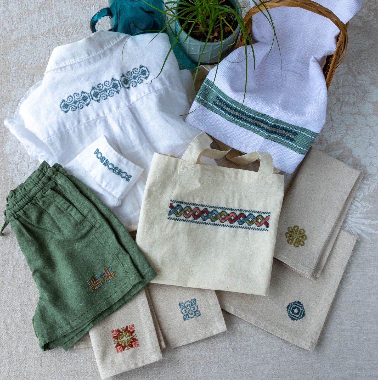 Folk Flourish Geometrics folk embroidery kit