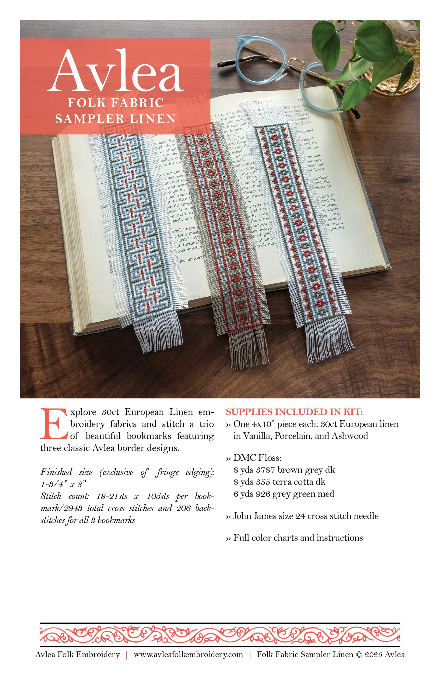 "NEW! Folk Fabric Sampler Linen cross stitch PDF pattern