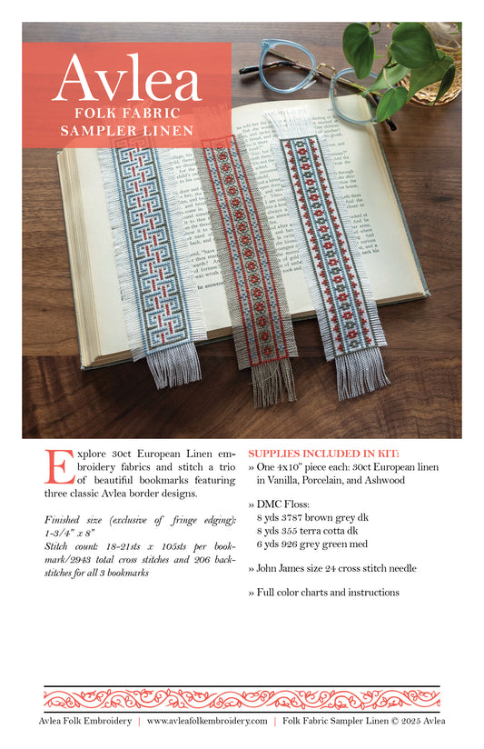 "NEW! Folk Fabric Sampler Linen cross stitch PDF pattern