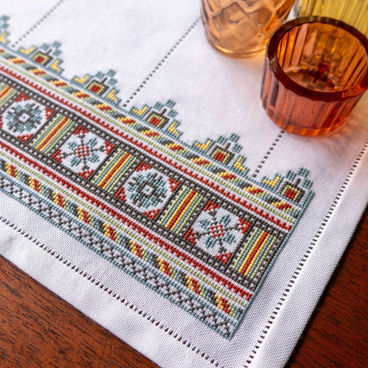 folk embroidery table runner with ukrainian design