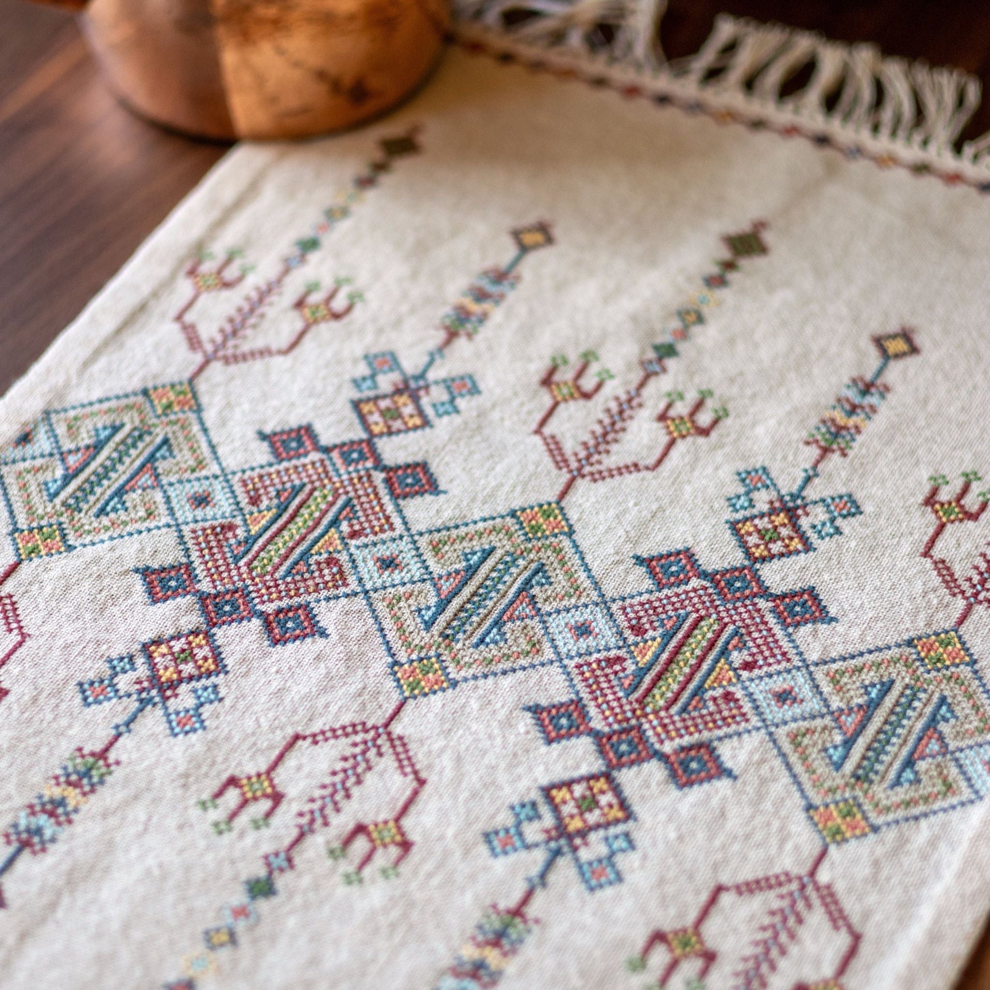folk embroidery with design from crete greece