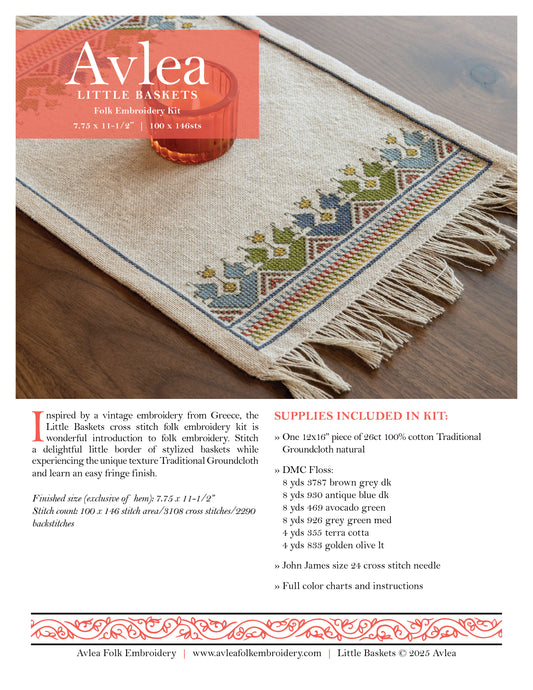 "NEW! Little Baskets cross stitch folk embroidery PDF pattern