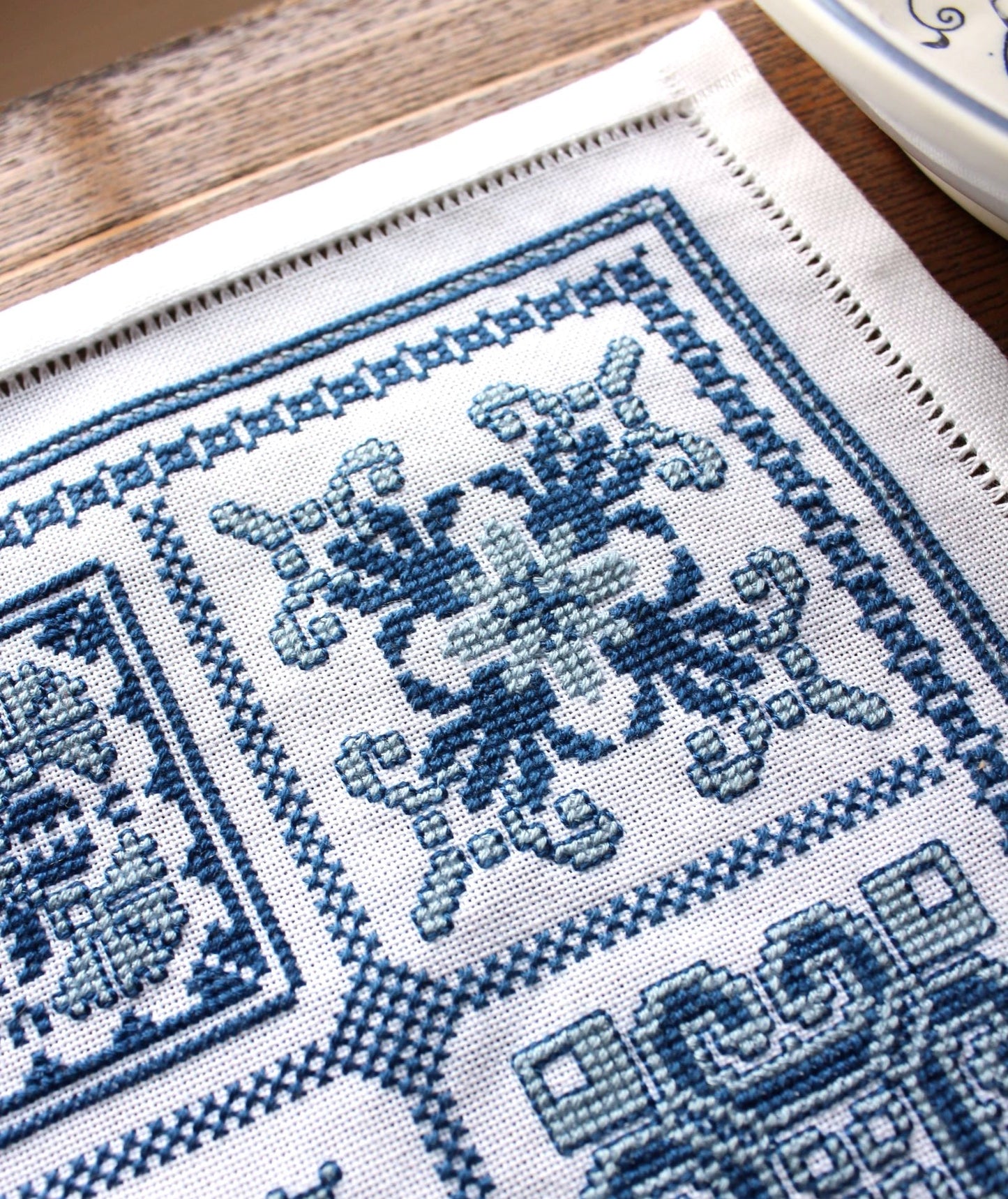 folk embroidery sampler with Mediterranean motifs